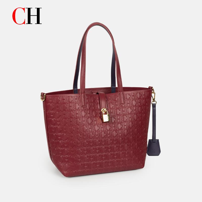 Tote Bag Leather Monogram - CH Embossed Monogram Tote Bag Women