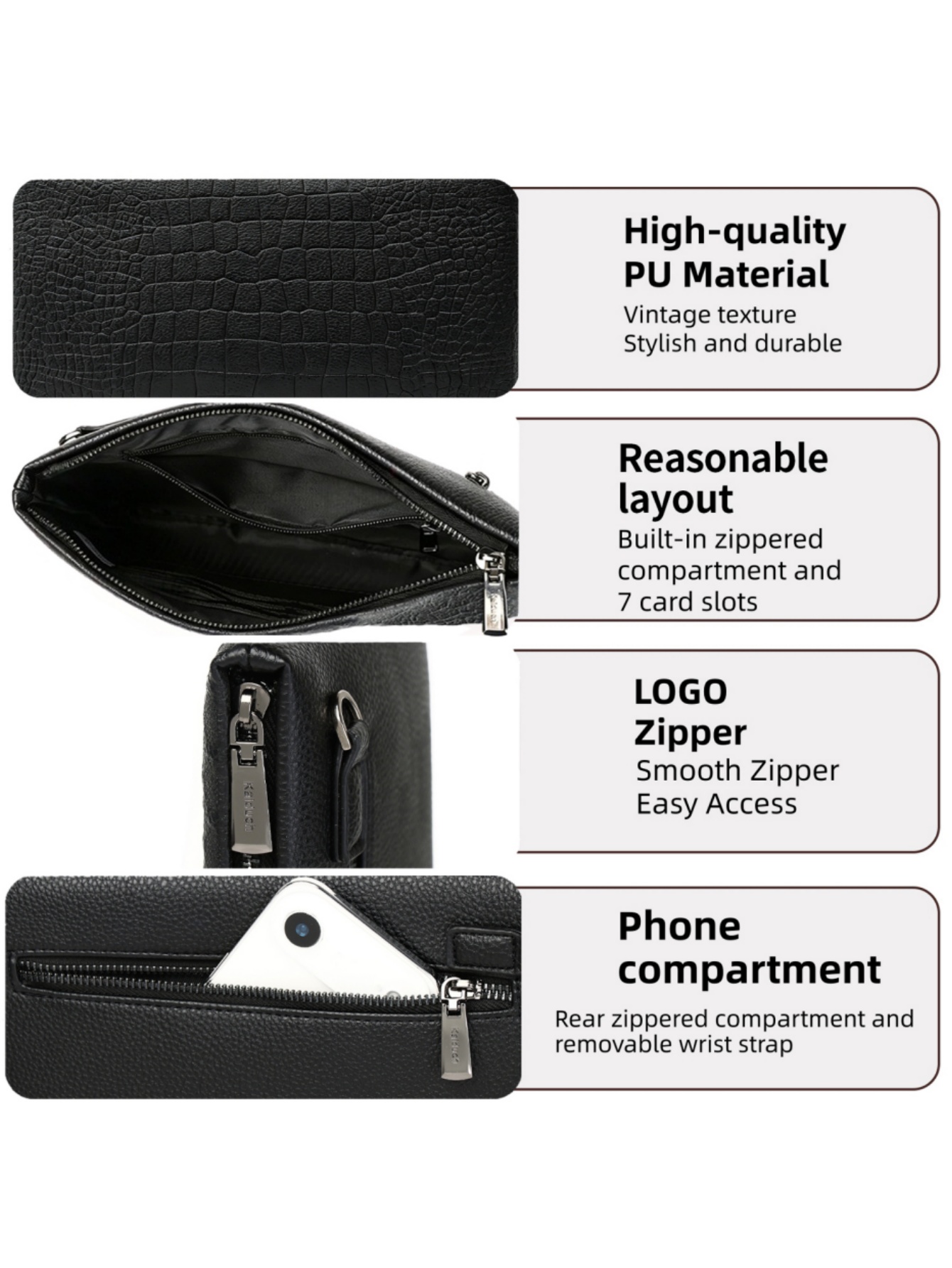 Men's Crocodile Embossed PU Le - Wristlet Wallet Zipper review and price